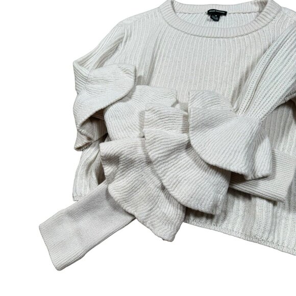 Club Monaco ASAL 100% Merino Wool Tiered Ruffle Sleeves Pullover Sweater Sz M - Picture 6 of 12